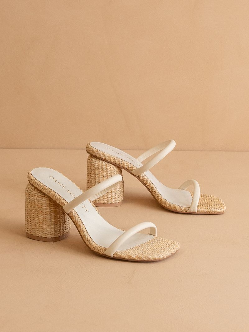 Woven Rattan Cone Heels
