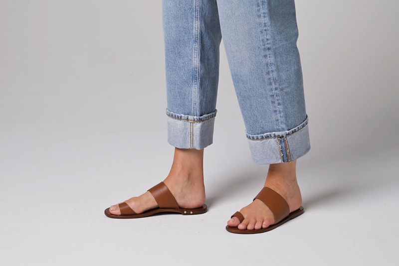 Toe-Ring Flip-Flops with Ankle-Length Pants