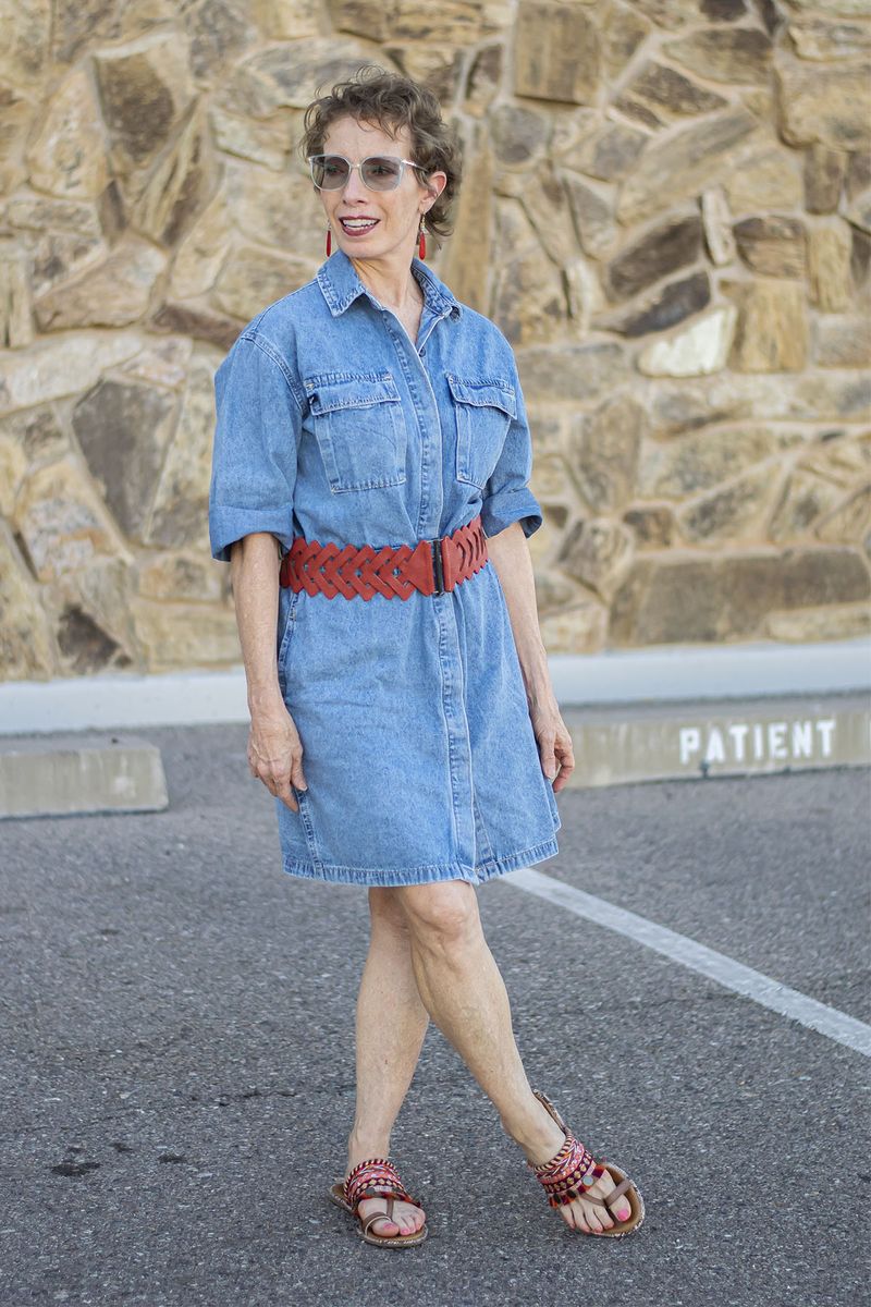 Denim Shirt Dress with Belt