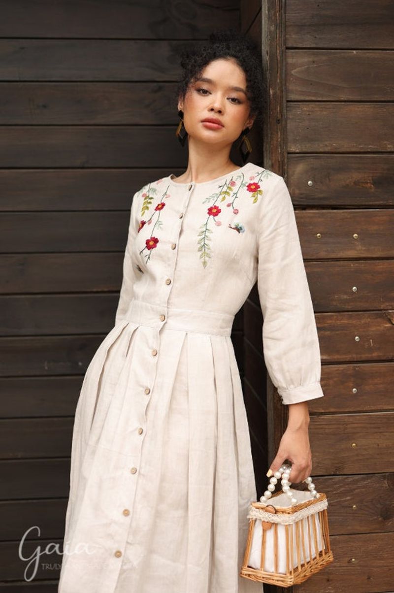 Pleated Skirt Shirt Dress