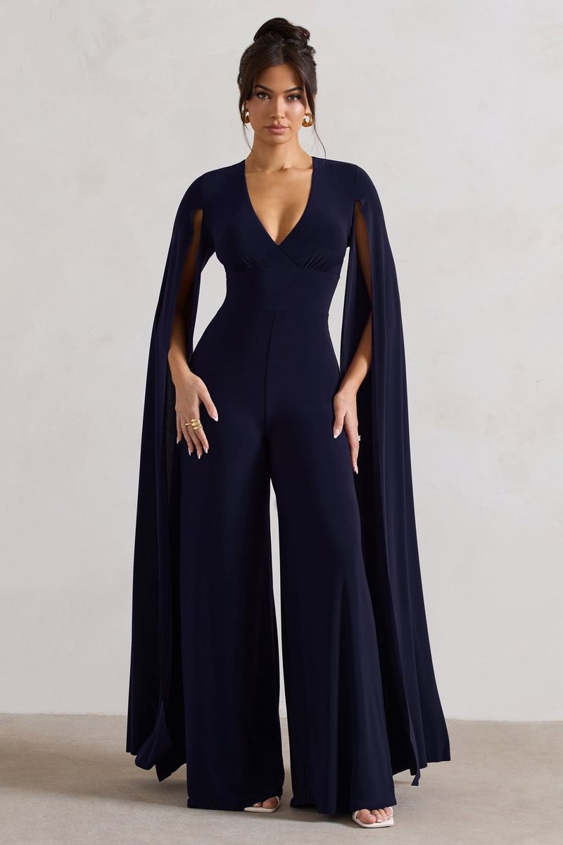 Cape-Overlay Jumpsuit