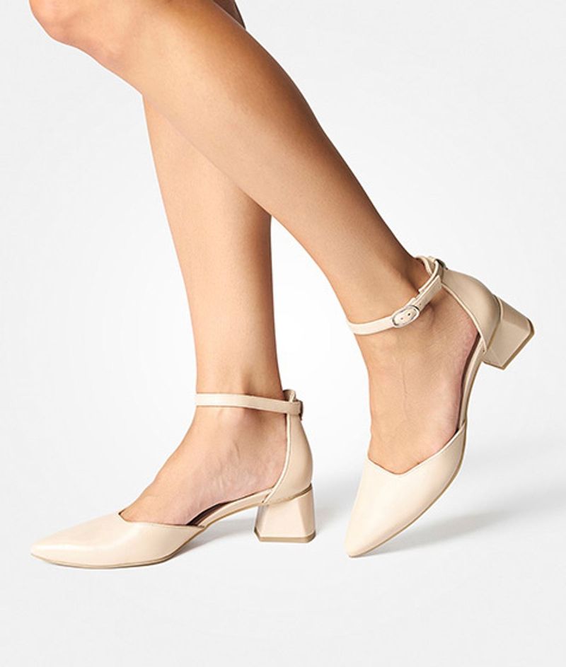 Kitten Heel Pumps with Ankle Straps