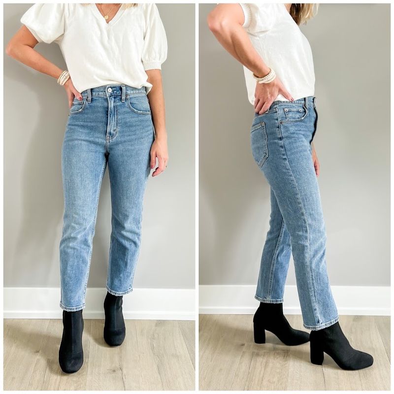 Block Heel Ankle Boots with Straight-Leg Jeans