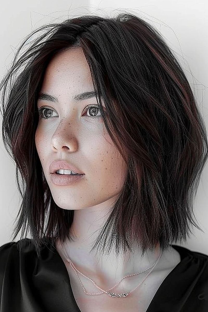 Tousled Lob with Razored Ends