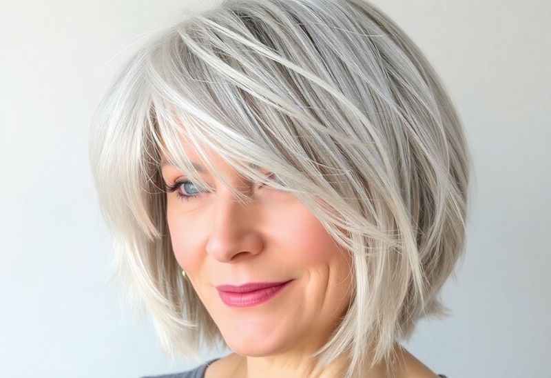 Asymmetrical Gray Bob