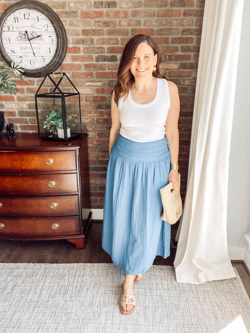 Tiered Midi Skirt with Simple Tank