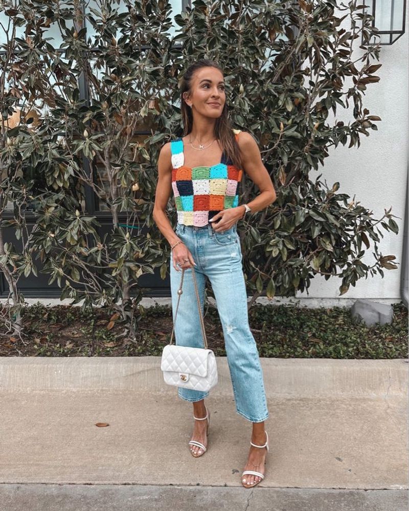 Crochet Top & High-Rise Jeans