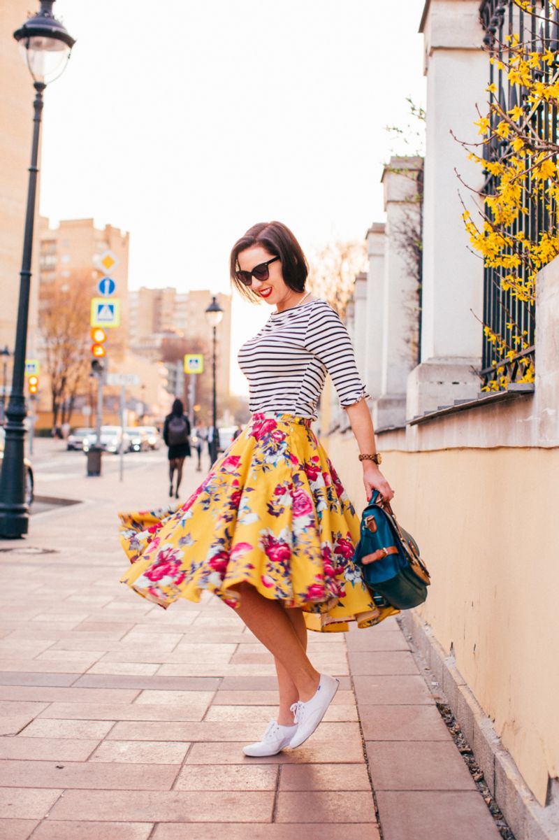 Printed Midi Skirt