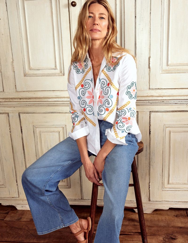 Embroidered Linen Top with Special Details