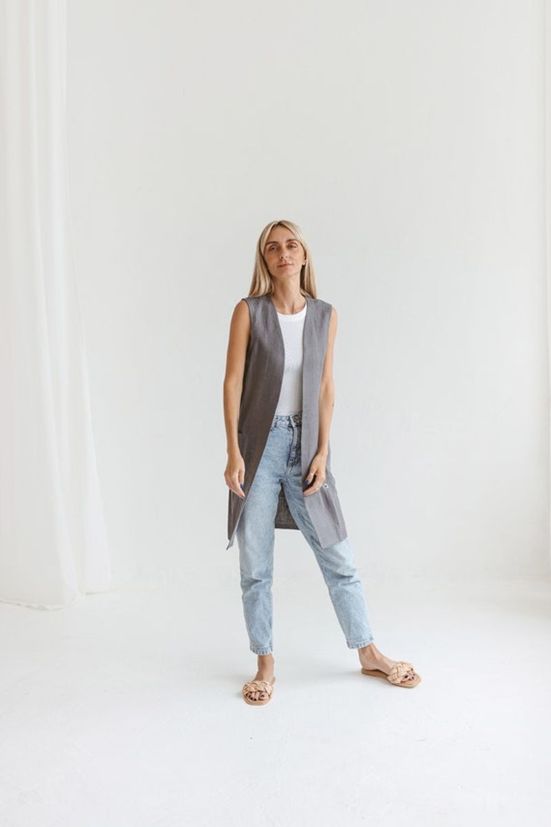 Sleeveless Linen Duster