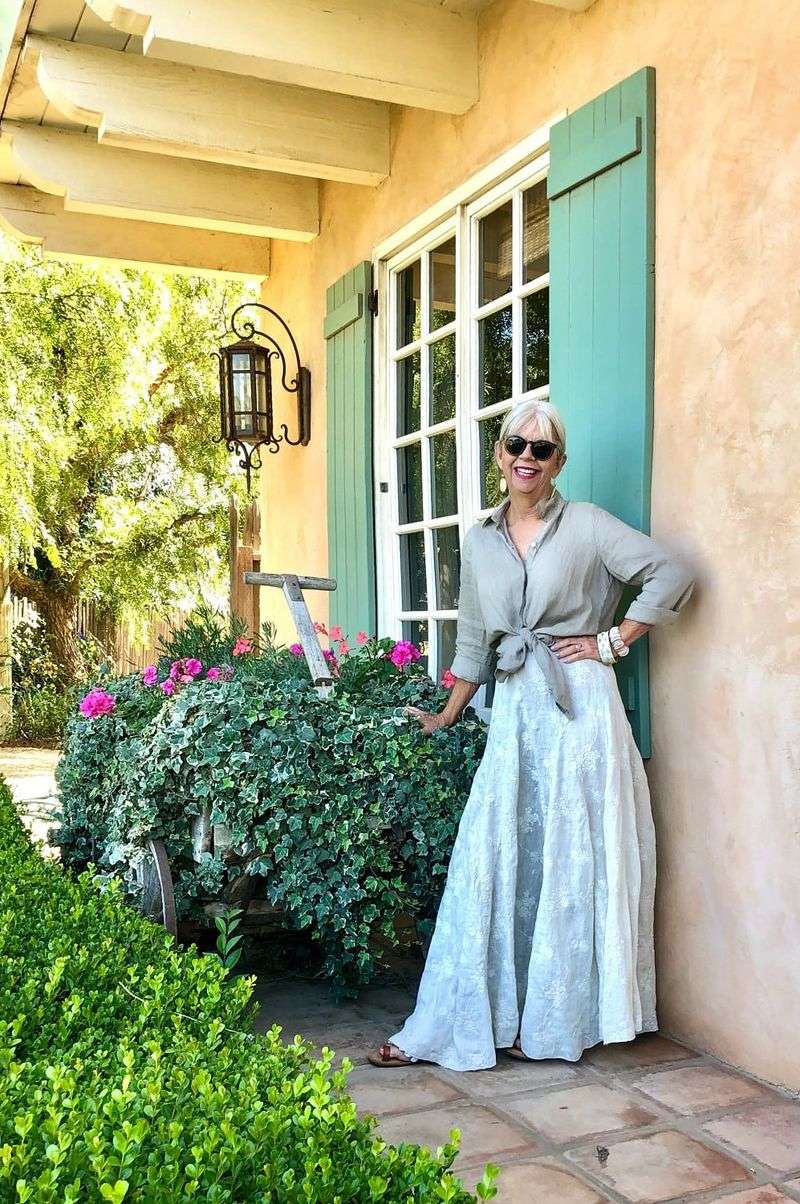 Tiered Linen Maxi Skirt