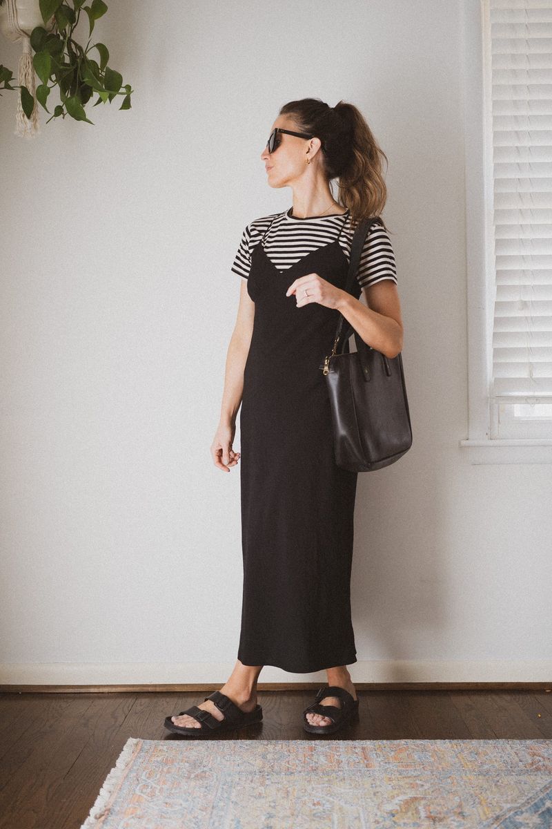 Shirt Layered Under Slip Dress