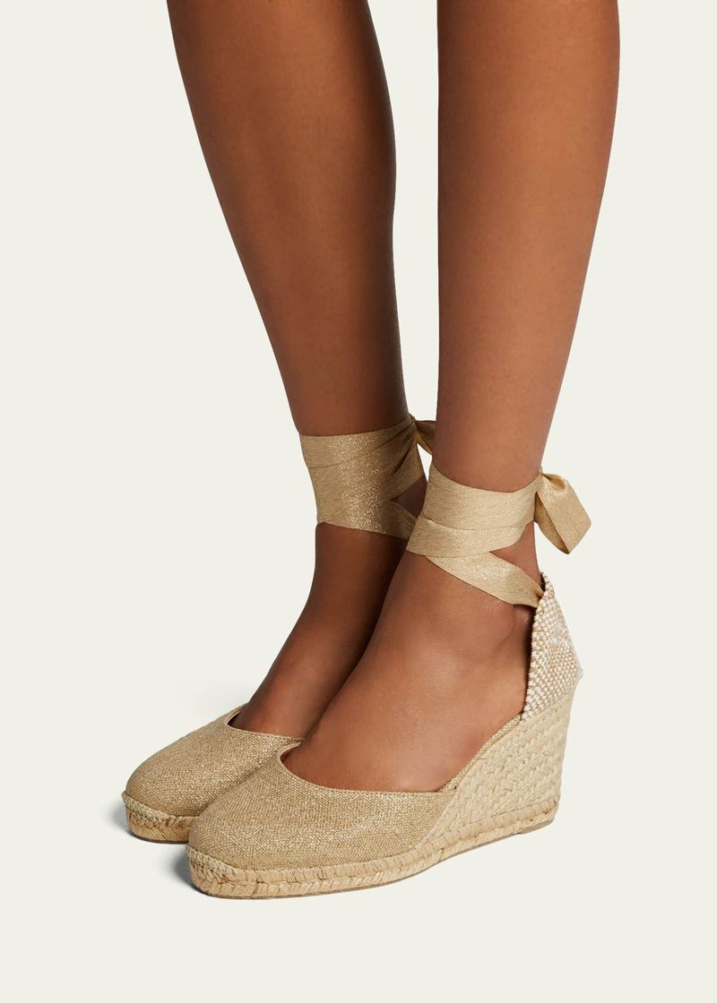 Linen Espadrille Wedges
