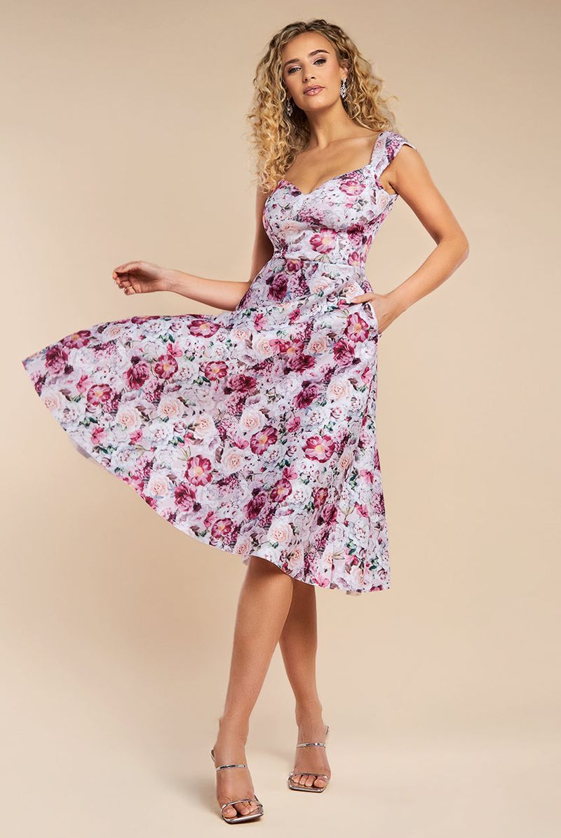 Sweetheart Neckline Midi Dress