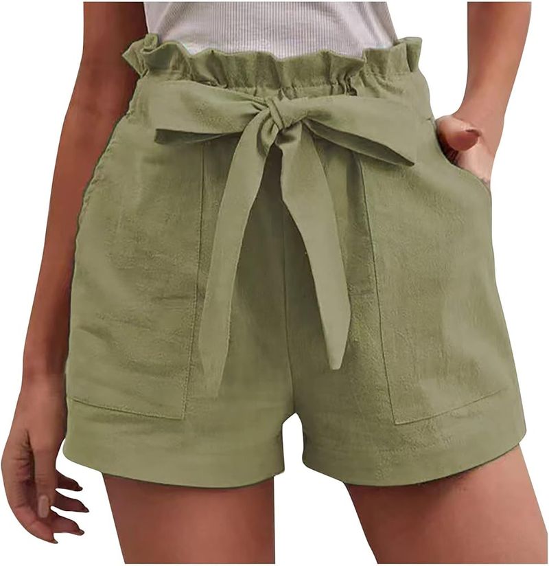 Linen Paperbag Waist Shorts