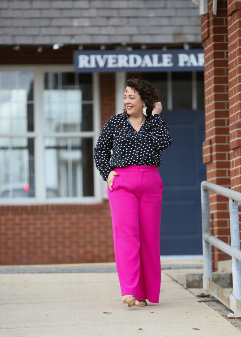 Polka Dot Blouse with Wide-Leg Pants