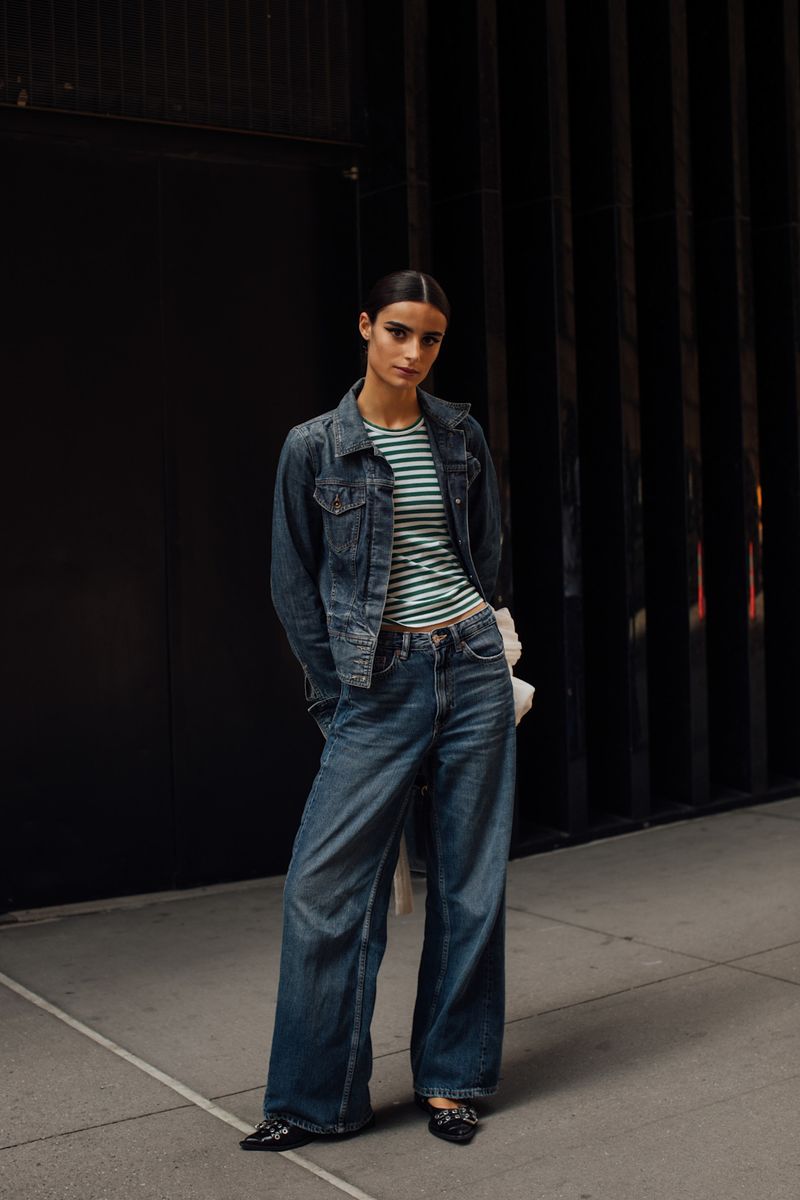 Pointed-Toe Flats With Wide-Leg Pants