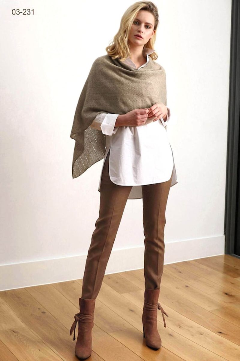 Cashmere Poncho Over Simple Basics