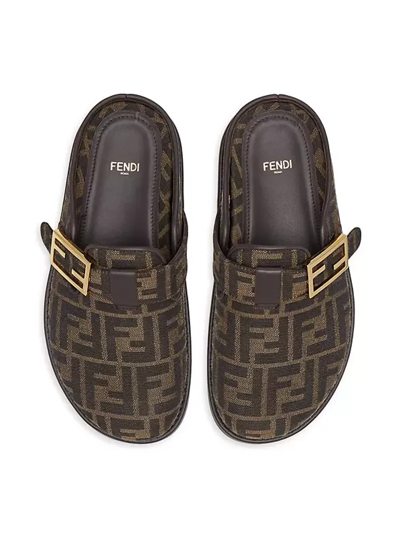 Fendi Wooden Logo Clogs