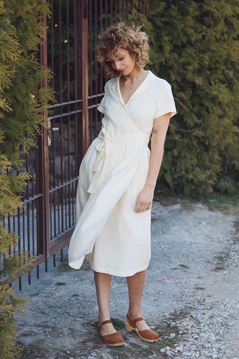 Linen Wrap Dress with Adjustable Fit