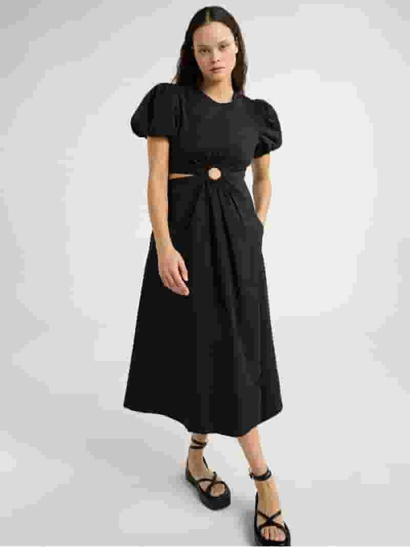 Puff-Sleeve Midi Dresses For Drama