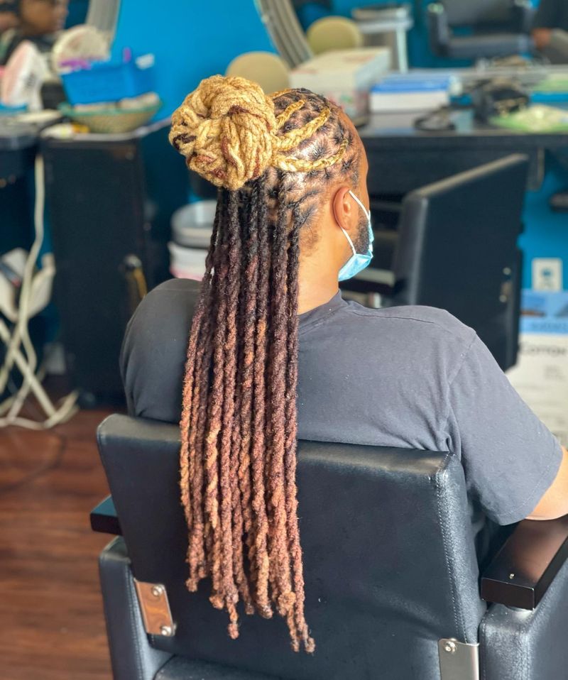 Half-Up Micro Braids Bun