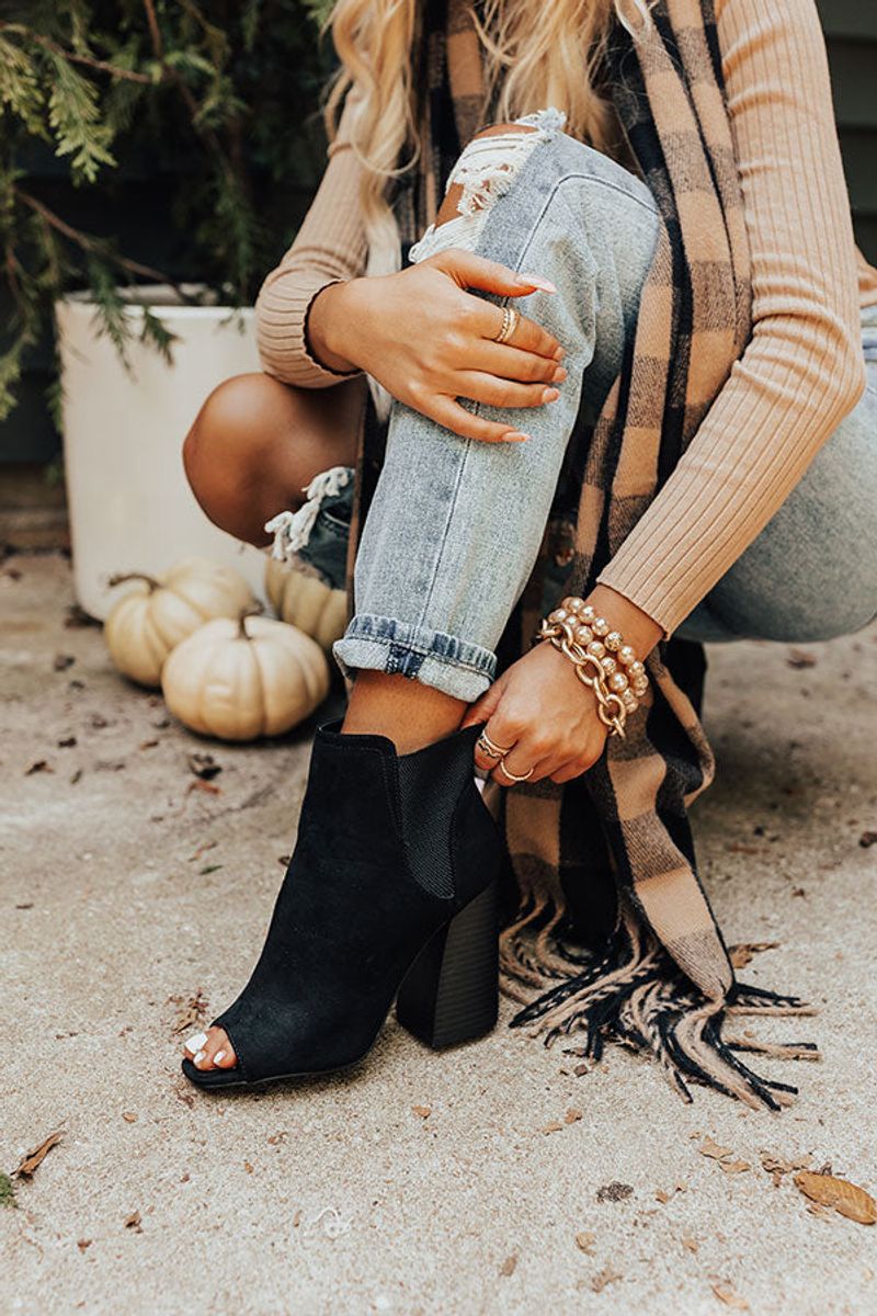 Peep-Toe Ankle Boots