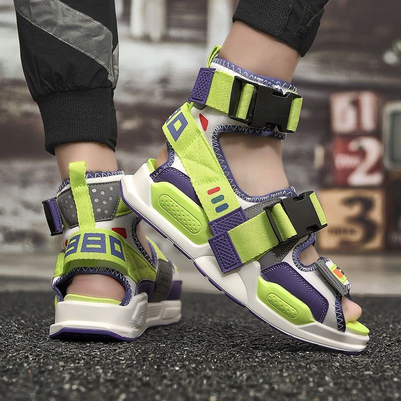 Sporty Velcro Sandals With Technical Joggers