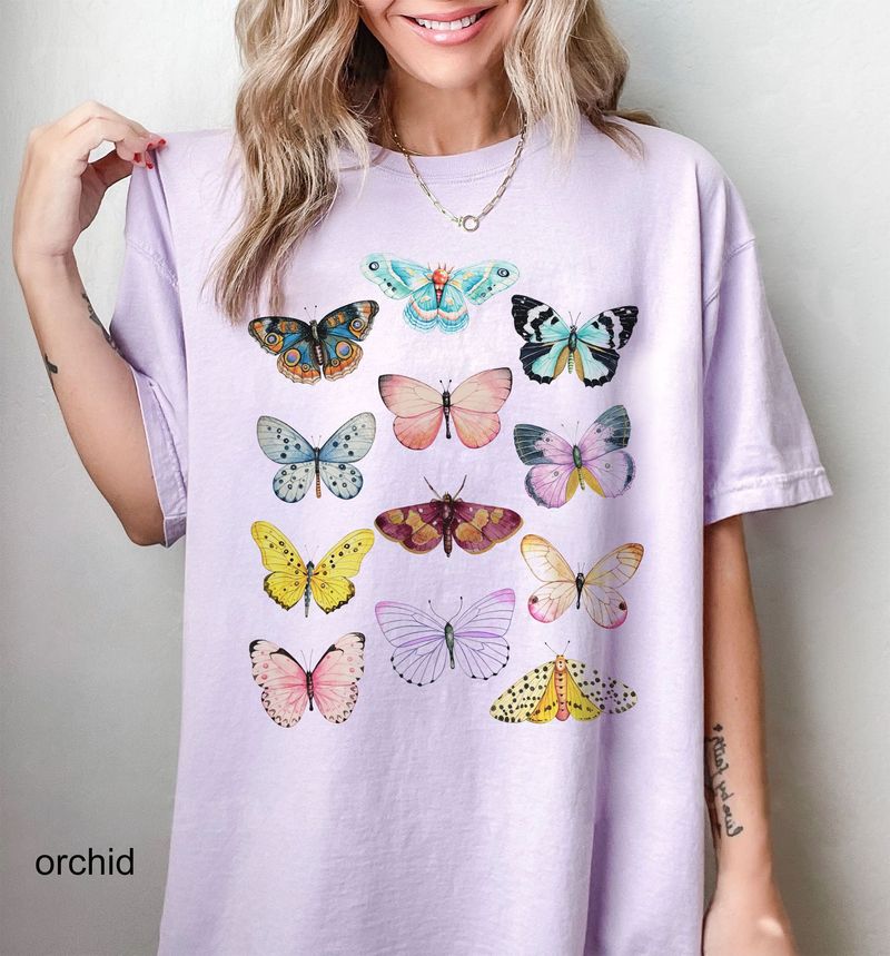 Peonies and Butterflies Scoop Neck