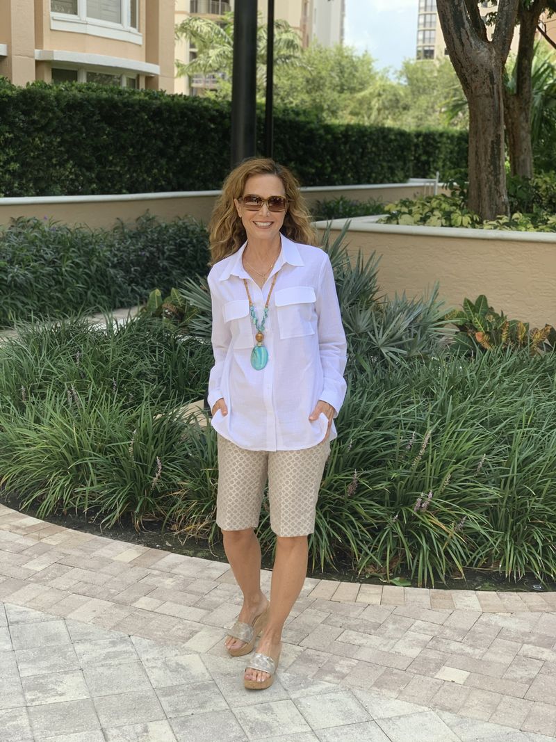 Tailored Bermuda Shorts with Crisp Button-Down