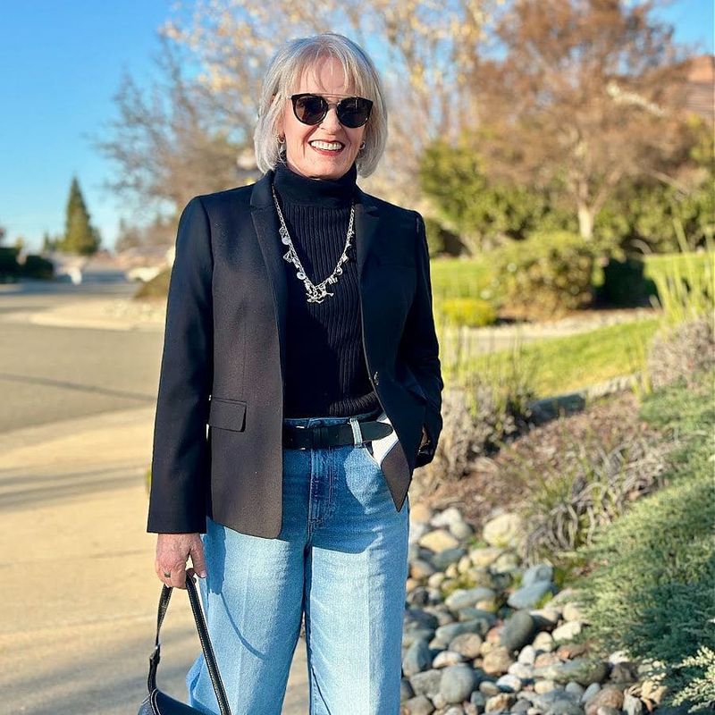 Straight-Leg Jeans & Structured Blazer