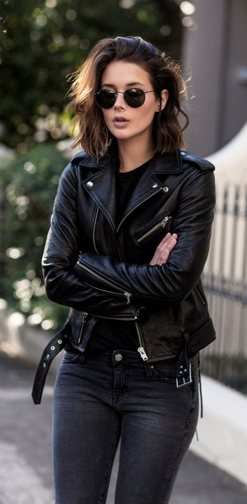 Edgy Leather Jacket Ensemble