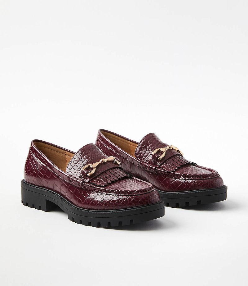 Burgundy Loafers and Croc-Embossed Briefcase