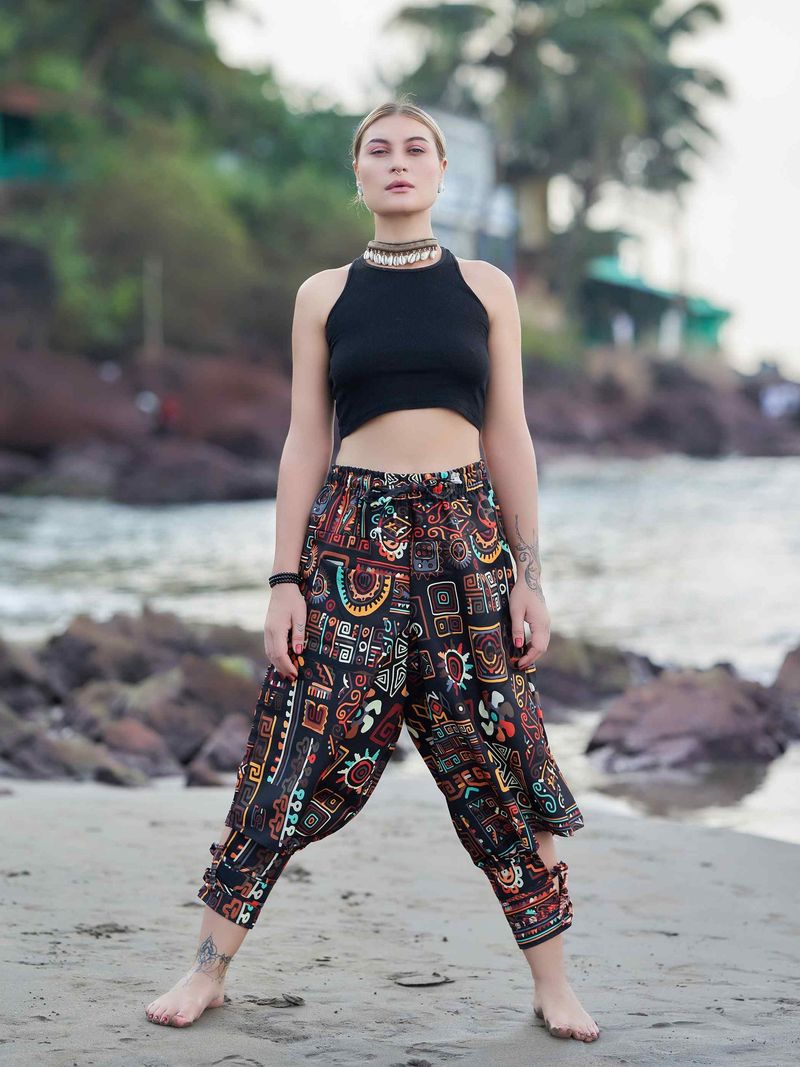 Printed Harem Pants & Cropped Tank