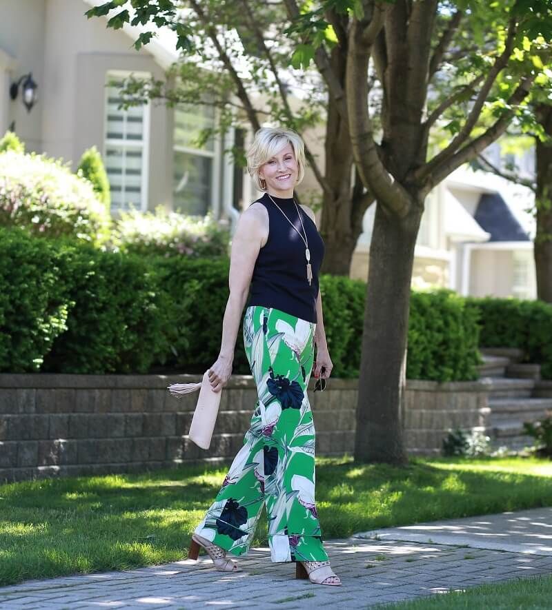 Palazzo Pants with Fitted Tank and Lightweight Jacket