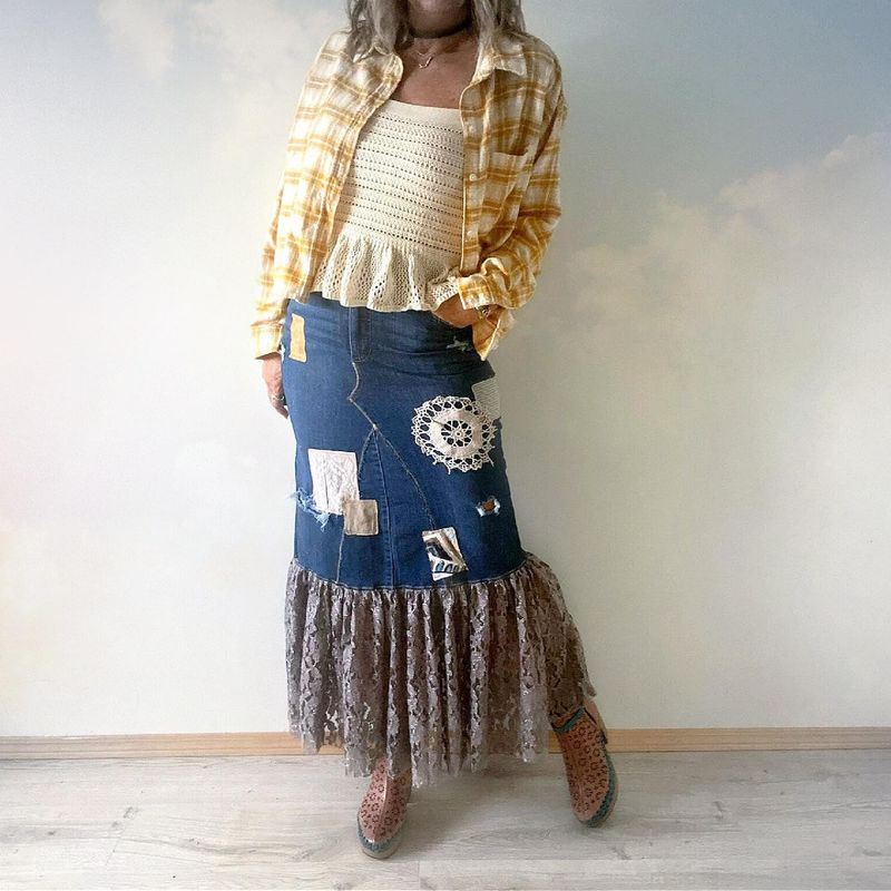 Patchwork Denim & Vintage Band Tee