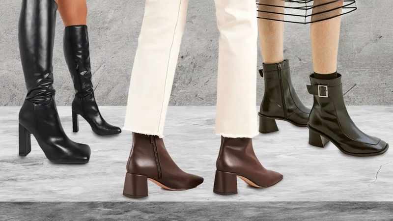 Square-Toe Leather Boots