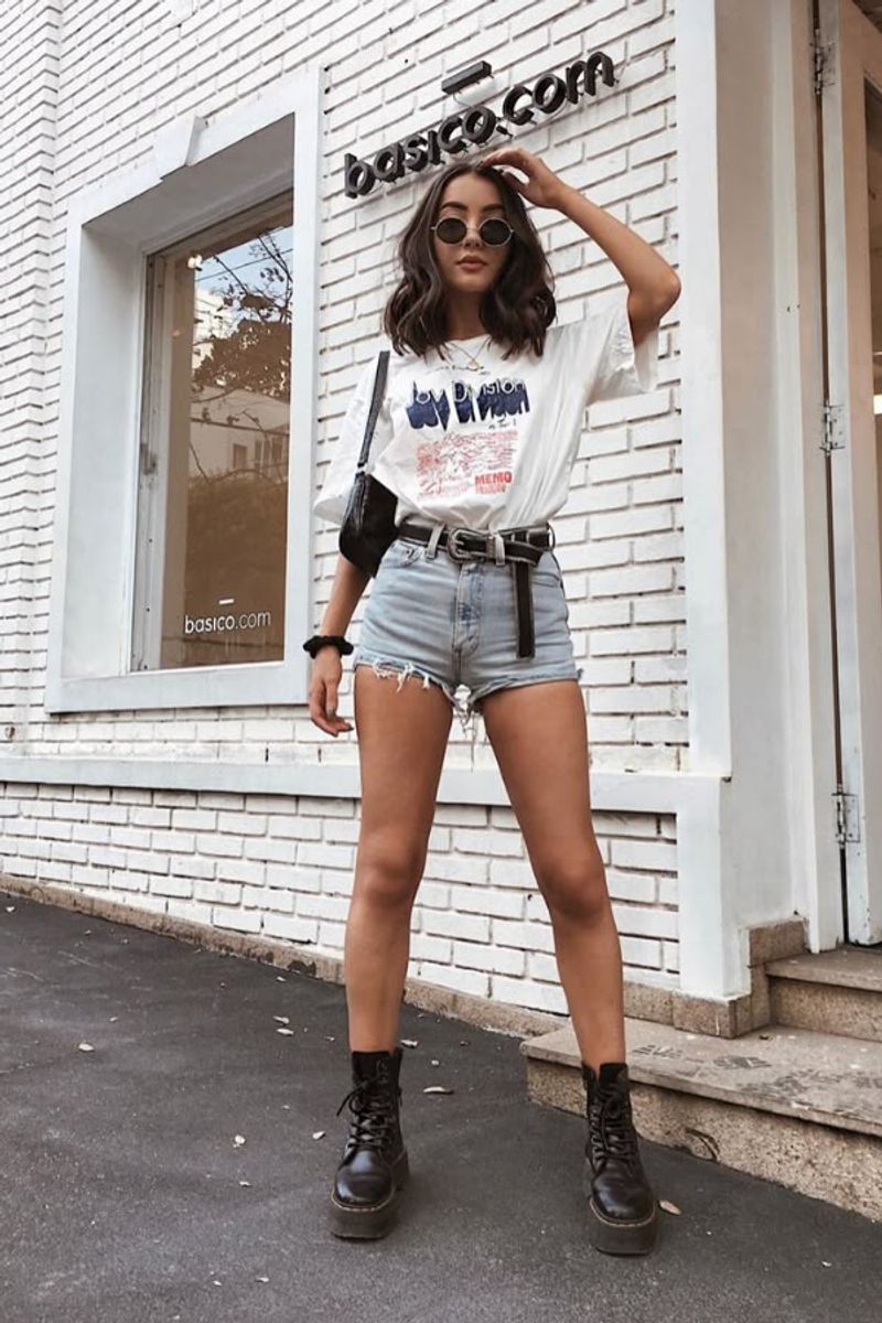 Denim Cutoffs & Oversized Graphic Tee