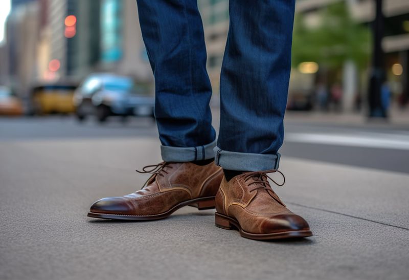 Tapered Jeans with Oxford Heels