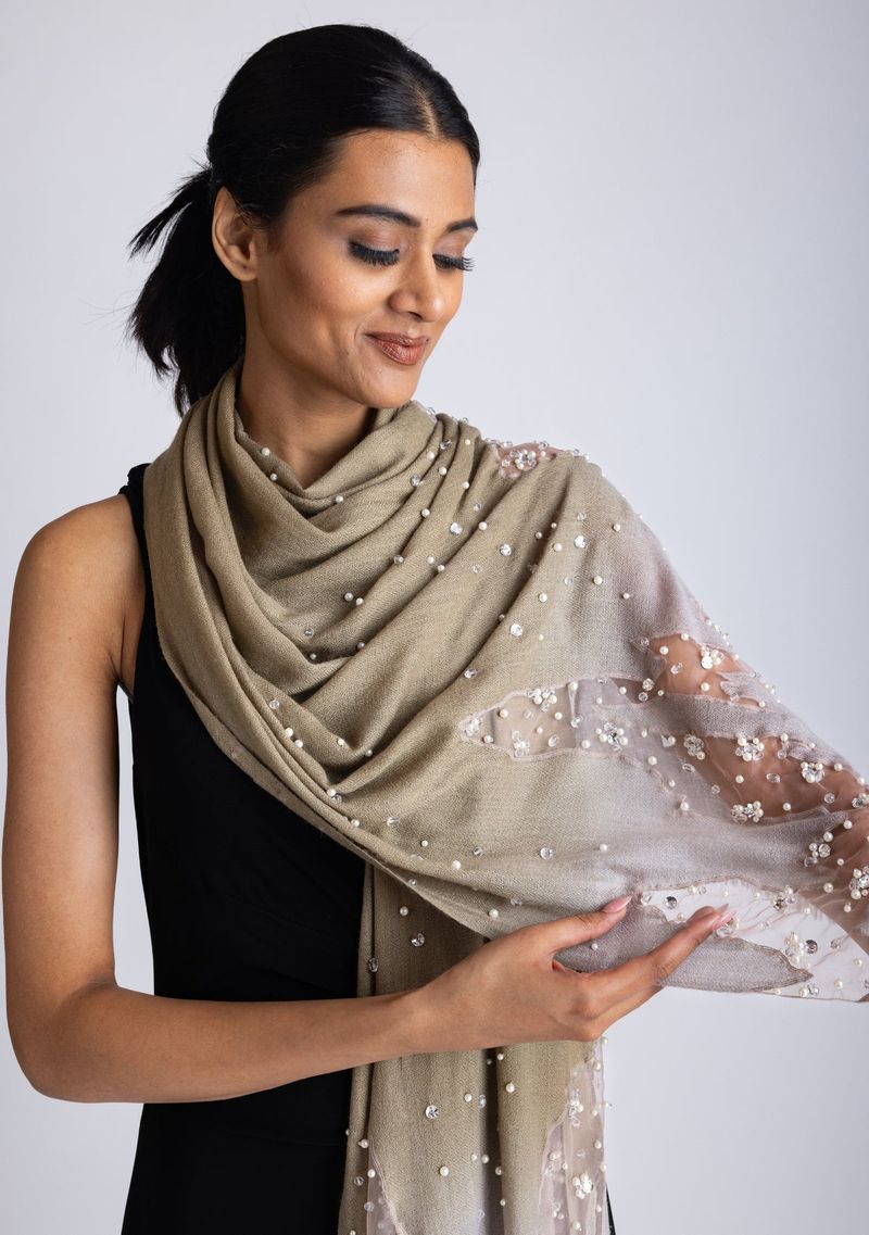 Pearl-Adorned Scarf