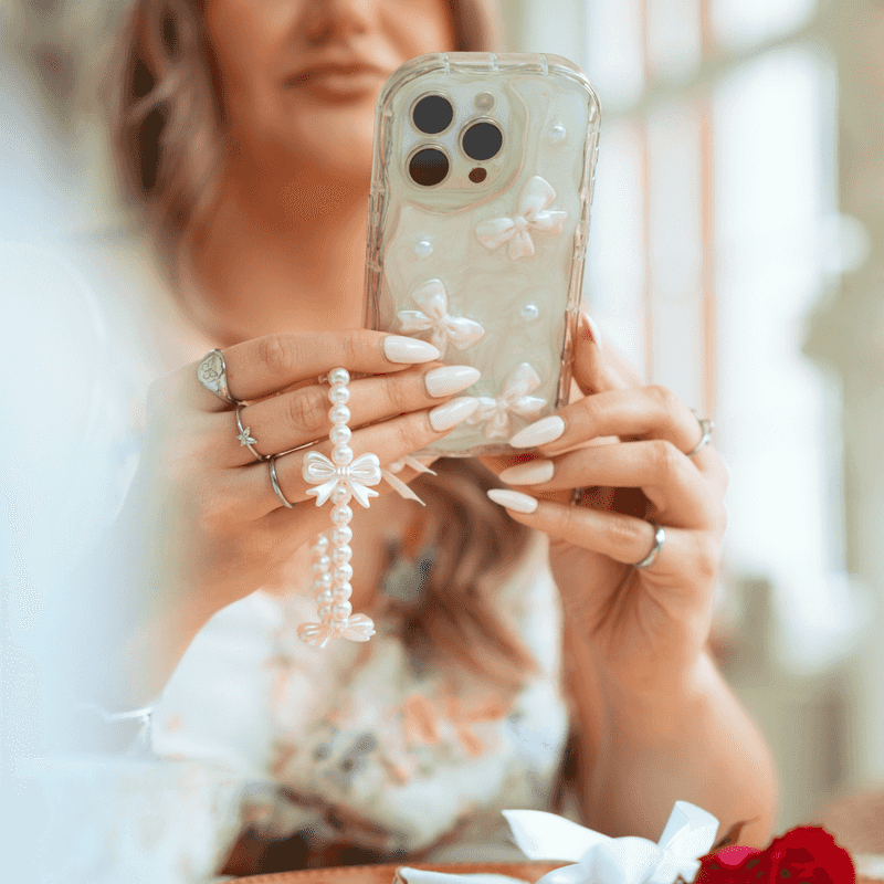 Pearl-Decorated Phone Case