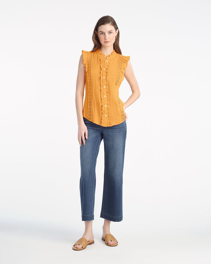 Sunshine Yellow Eyelet Blouse