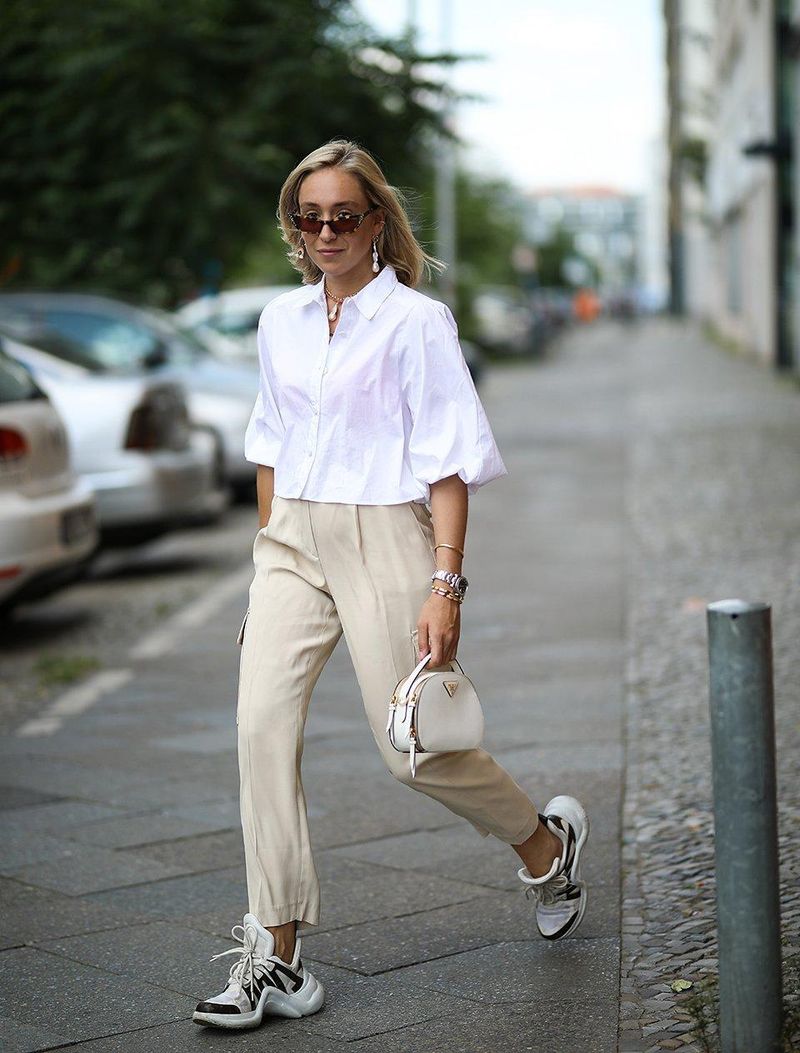 Crisp White Sneakers & Structured Pieces