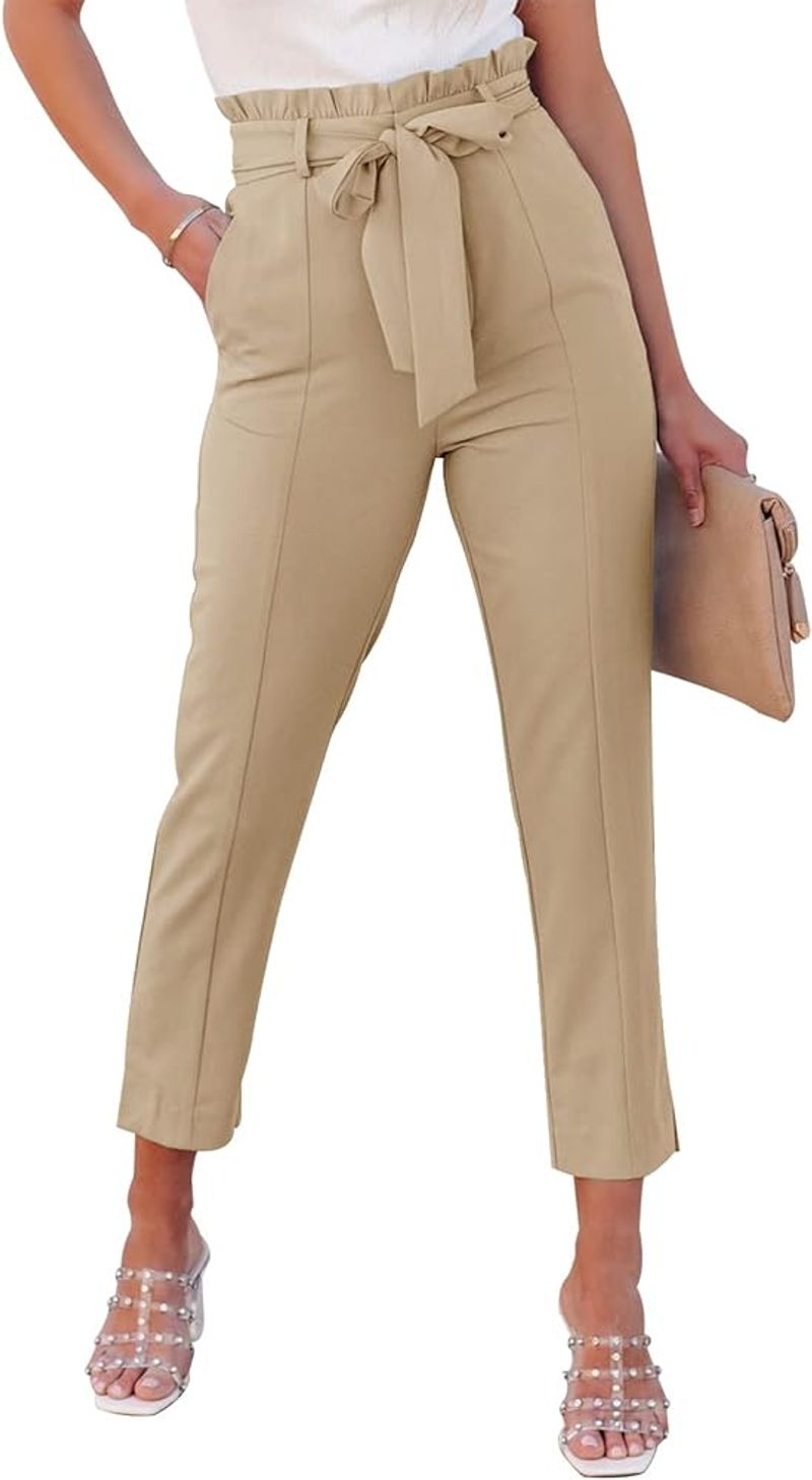 Paper Bag Waist Cotton Pants