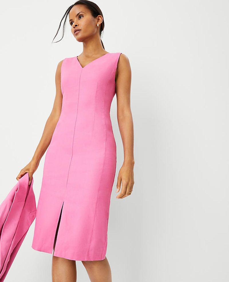 Tailored Shift Dress With Side Slits