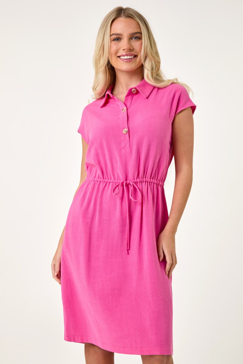 Drawstring Waist Shirt Dress