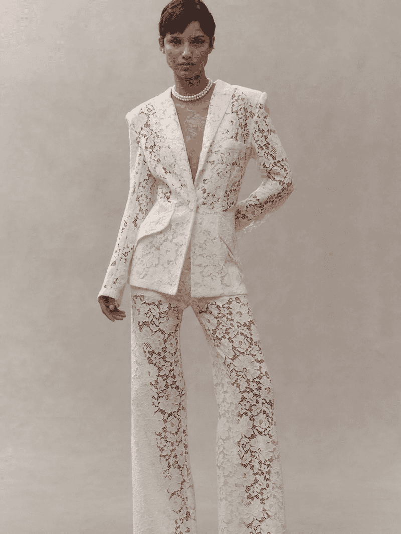 White Lace Summer Ceremony Suit