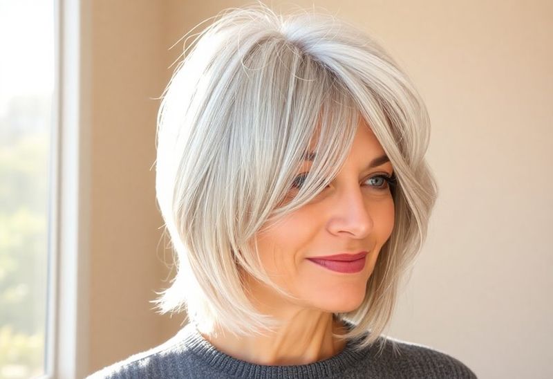 Shoulder-Length Bob with Side-Swept Bangs