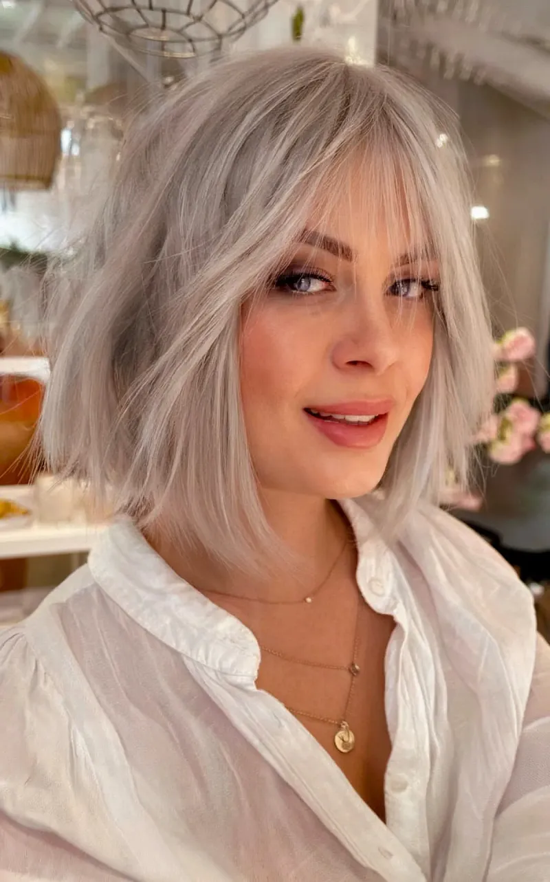 Blunt Lob with Curtain Bangs