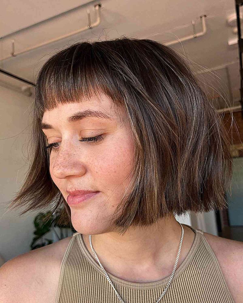 Chin-Length Bob with Micro-Bangs